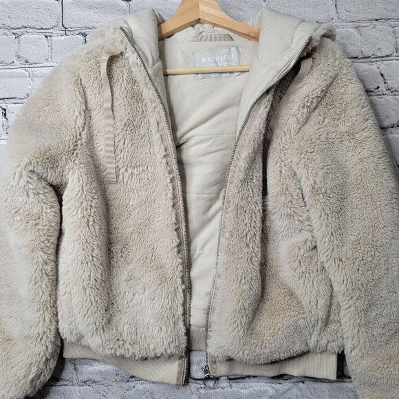 Athleta Ritual Jacket In Abalone Grey Beige Hooded Cropped Full Zip Size S - Picture 7 of 13